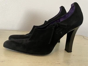 RALPH LAUREN COLLECTION Made in Italy Vintage Side Lace Suede Pump in Black 8.5 - Picture 1 of 6