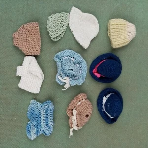 Vintage doll hats and more, crochet, for artist or vintage doll accessories, lot - Picture 1 of 9