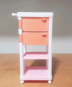 Vintage Mattel Barbie Vet Salon Rolling Cart Storage Doll House 5" Pink 1994 - Picture 1 of 10