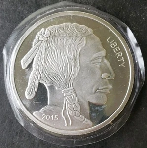 Bufalo tondo argento 5 oz 2015 in plastica - Foto 1 di 2