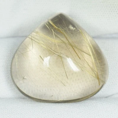 61.40 ct UNTREATED ! NICE RUTILE NATURAL QUARTZ _ DROP Cabochon See Vdo RC DL - Image 1 of 3
