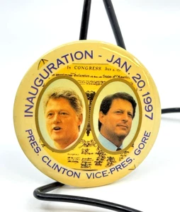 Bill Clinton Al Gore 1997 Präsidentschaftseinweihung Button Pin Wahl - Bild 1 von 4