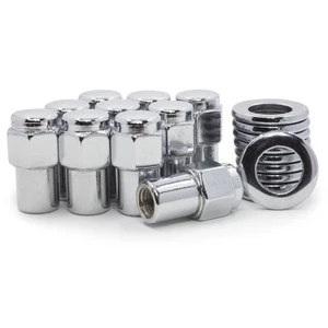 10 Lug Nuts 12x1.5 Chrome Flat Top Mag Nut .75 Shank Cragar Center Washers - Picture 1 of 4