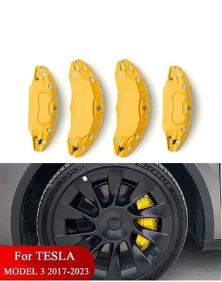 Brake Caliper Covers Set of 4 Tesla Model 3 2017-2023 Accessories Yellow - Image 1 of 4