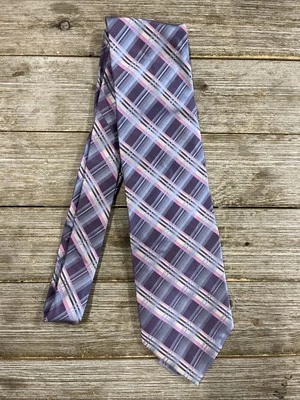Галстук Dona Dona 100% шелк клетчатый фиолетовый 56 дюймов - Изображение 1 из 4