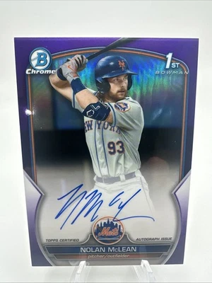 Nolan McLean 2023 Bowman Draft 1st Auto Chrome Purple Refractor  /250 #CDA-NM - Image 1 of 4