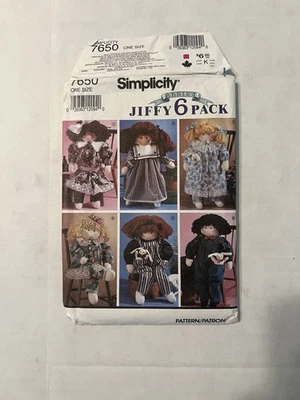 Sewing Pattern Simplicity  7650 Stuffed 22” Doll And Clothes Pattern, New/Uncut. - Image 1 of 3