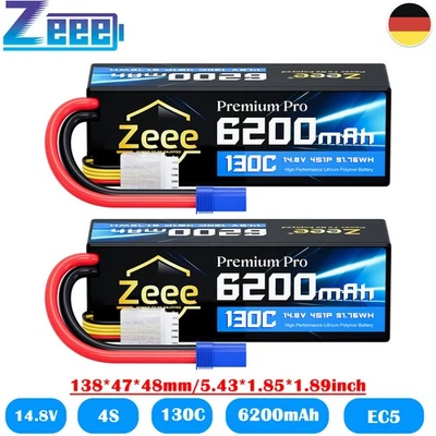 2x Zeee 4S LiPo Akku 14.8V 6200mAh 130C EC5 für RC Truck Auto Flugzeug FPV UAV - Bild 1 von 4