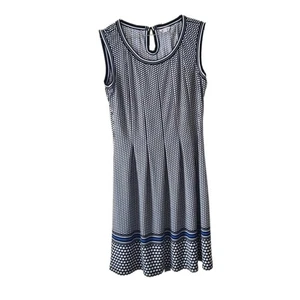MAX Studio Sleeveless Fit Flare Dress Polka Dots Black/White - Picture 1 of 4