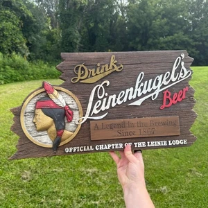Vintage Leinenkugel's Beer Faux Wood Chapter of Leinie Lodge Sign - Picture 1 of 7