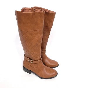 St John's Bay Reitstiefel Damen Größe 7,5 M Cognac Braun Gesteppt - Bild 1 von 8