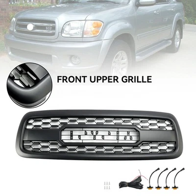 Front Grille Fits For 1st Gen Sequoia 2001-2004 with 4 Lights Matte Black Foto 1 de 4