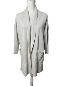 Cárdigan suéter abrigo bolsillos de gran tamaño Eileen Fisher XS frente abierto seda algodón - Imagen 1 de 7