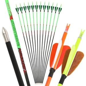 32" Pure Carbon Arrows Shaft SP400-1000 Feathers Bow Archery Hunting Target - Picture 1 of 17