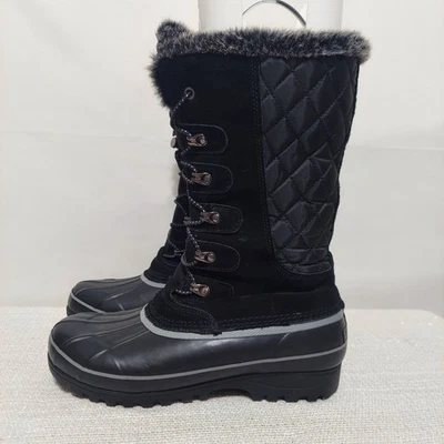 Lands’ End Women’s Winter Snow Boots Size 8B Black Faux Fur Waterproof Warm EUC - Image 1 of 4