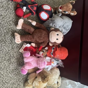 Mixed Lot of Stuffed Animal Plush Small 8”to 18”Lot of 9 Rudolph Spider-Man Nemo - Picture 1 of 15