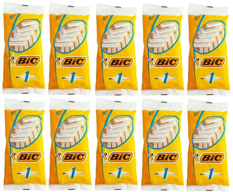 Bic Disposable Razor Shavers Normal Single Blade 5-Count, Pack of 10 (50 Razors) - Image 1 of 1