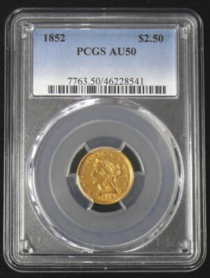 1852 AU-50 PCGS $2.50 Indian Head Gold Quarter Eagle - SEE PICTURES - Image 1 of 3