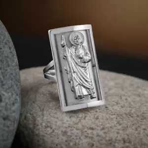 Silver Saint Jude Fancy Ring (1.2") - Picture 1 of 4