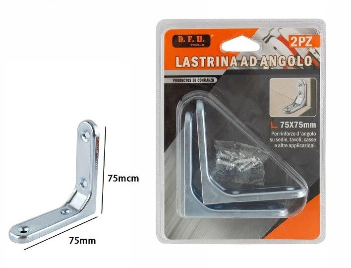 z Set 2 Pezzi Lastrina Ad Angolo 75x75mm Sostegno Staffa Angolare dfh - Immagine 1 di 1