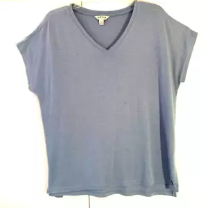 Camiseta Orvis Clásica Mujer LG Cuello en V Corta Dolman slv Azul Sólido/Gris Aberturas Laterales - Imagen 1 de 5