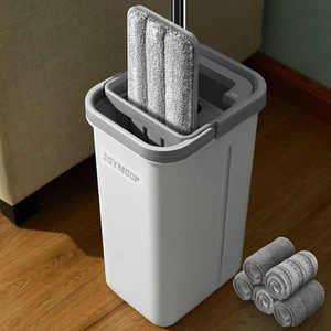Mop and Bucket with Wringer Set, Hands Free Flat Floor Mop and Bucket, with 5 Wa - Picture 1 of 12