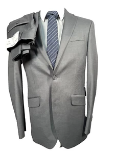 Neu Kenneth Cole Herren grau SLIM FIT FLEX-FIT 2-teilig Anzug 36R Sakko 29x32 Hose - Bild 1 von 15