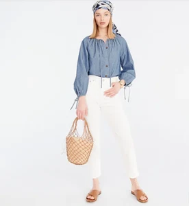 J Crew $138 White High Rise 90s Classic Straight Jens Size 25 BF557 - Picture 1 of 6