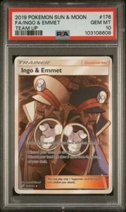 PSA 10 INGO & EMMET 176 SUN & MOON TEAM UP FULL ART 2019 POKEMON - Picture 1 of 2