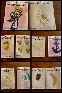 10 Vintage TALON PATCHES Sew On Flower Anchor Angel Star Bird Banana Fruit 1970s - Picture 1 of 9