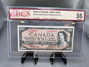 1954 Bank Of Canada $100 Bank Note Modified Portrait Graded VF-30 SN#AJ7128826 - Picture 1 of 5