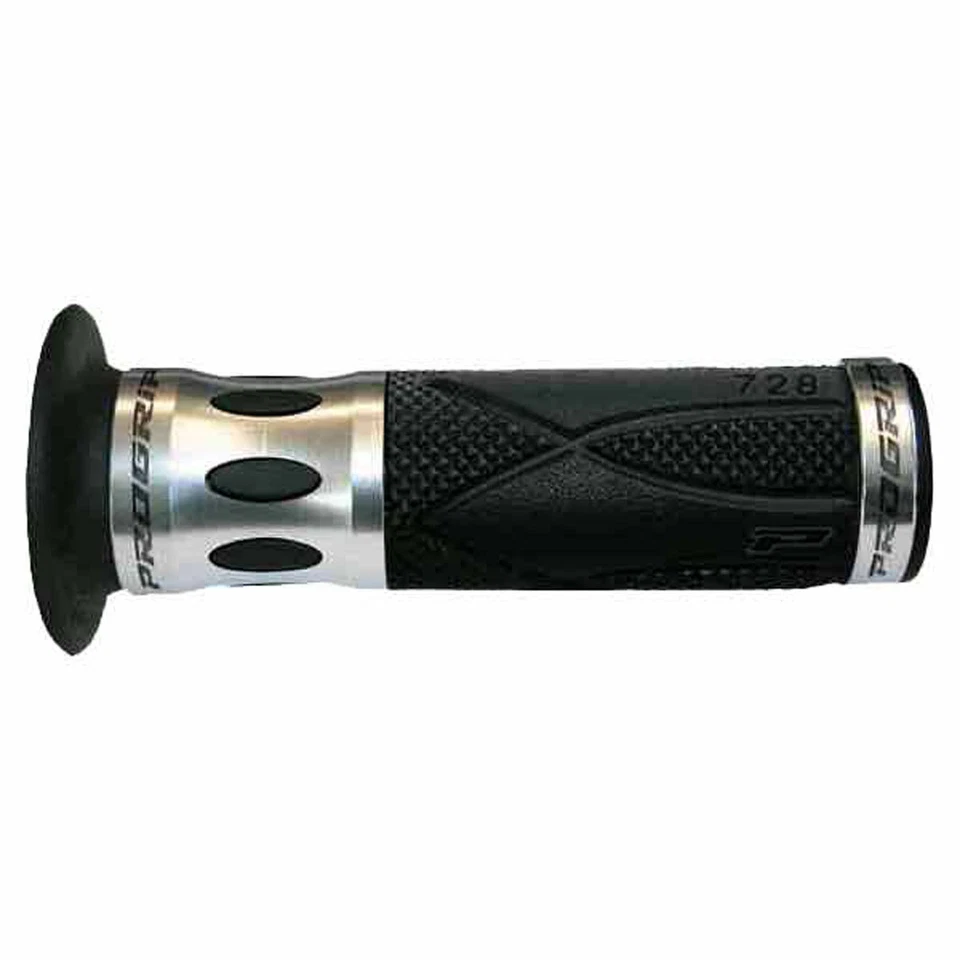 COPPIA MANOPOLE MOTO STRADA FORATE PROGRIP 728 SILVER - Immagine 1 di 3