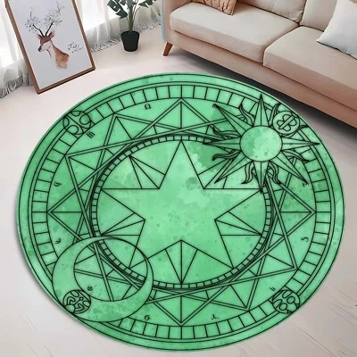 Magic Circle Rug, Mystic Round Rug, Celestial Floor Mat,Star and Moon Rug, Astro - Image 1 of 4