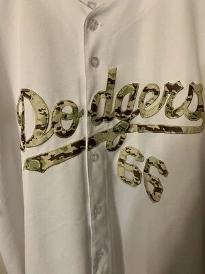 Majestic Authentic Los Angeles Dodgers Yasiel Puig Camo White Jersey Sz 56 3XL - Image 1 of 4