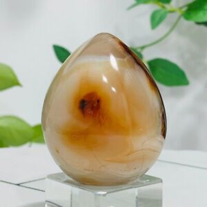 161g Natural Red Agate Crystal Egg Quartz Healing Energy Decoration