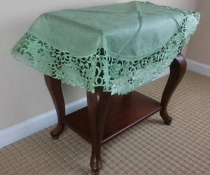 Green 33" Round Organza Polyester Fabric Embroidery Tablecloth Table Topper - Afbeelding 1 van 4