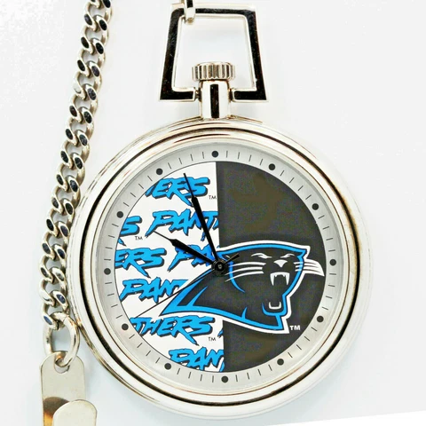 Carolina Panthers Pocket Watch, Mans NFL Fossil Vintage Unworn And Rare 1997 $89 Cover