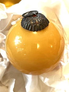 VINTAGE-NEU Butterscotch Kugel Kugel mundgeblasen Kunst Glas Weihnachtsschmuck Polen - Bild 1 von 3