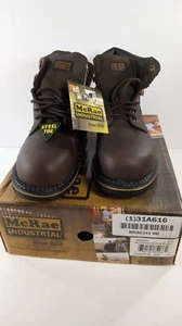 NWT Mens Brown McRae Industrial Ruff Rider Steel Toe Leather Work Boots, Size 9 - Picture 1 of 11