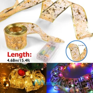 Christmas Tree Ribbon Lights 15.4ft LED Fairy String Lights for Party Weddings - Picture 1 of 48