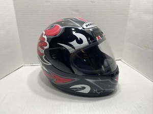 PRE-OWNED KBC HELMET DEVIL RED BLACK SIZE L MOTORCYCLE DIRT BIKE FACE SHIELD DOT - Picture 1 of 12