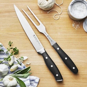 New Sealed ZWILLING HENCKELS 2 Pc Carving Set 8" SLICING KNIFE + 7" CARVING FORK - Picture 1 of 10