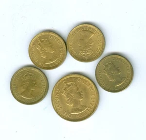 FIVE UNCIRCULATED COINS OF HONG KONG - Picture 1 of 2