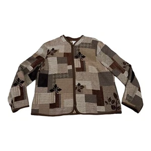 Christopher Banks Blazer Jacket Women XL Tan Brown Fall Foliage Full Zip New $59 - Picture 1 of 8