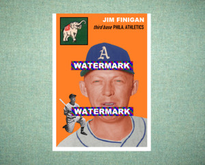 Jim Finigan Philadelphia Athletics A's 1954 Style Custom Baseball Art Card