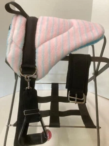 MINIATURE HORSE / SM PONY BAREBACK PAD CHILDRENS SADDLE TURQUOISE - PINK - CINCH - Picture 1 of 5