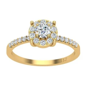 Anillo solitario de aniversario redondo de oro amarillo 14K diamante I1 I 0,61 quilates RS 6-8 - Imagen 1 de 6