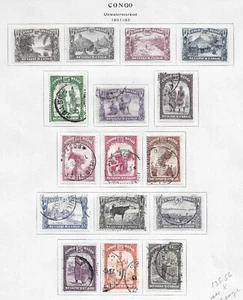 CONGO BELGE 1931-1937 JUEGO DEFINITIVO COMPLETO BISAGRAS EN 2 PAGINAS USADO - Imagen 1 de 2