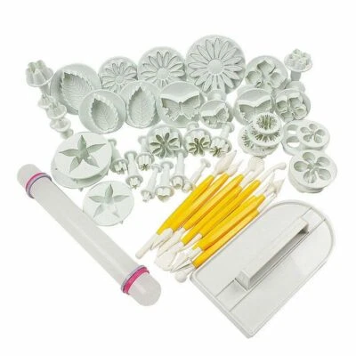 46 Pcs/set Fondant Cake Decorating Sugarcraft Plunger Cutter Tools Mold Cookies - Image 1 of 4