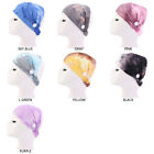 Women Stretch Tie-Dyed Headband Wrap Hairband Turban Bandanas Cap With Button